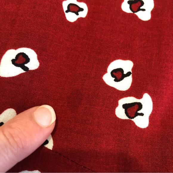 Anthropologie 11 1 Tylho red white floral button down tunic top Extra Small XS - Picture 14 of 16